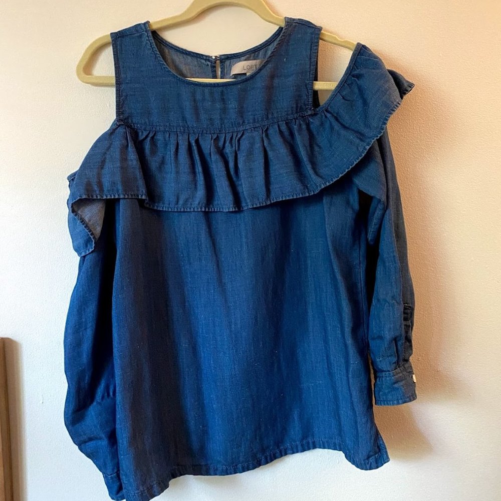 GAP off the shoulder denim shirt